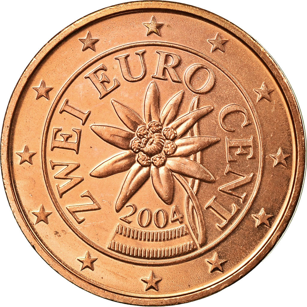 Österreich, 2 Euro Cent, 2004, VZ, Copper Plated Steel, KM:3083