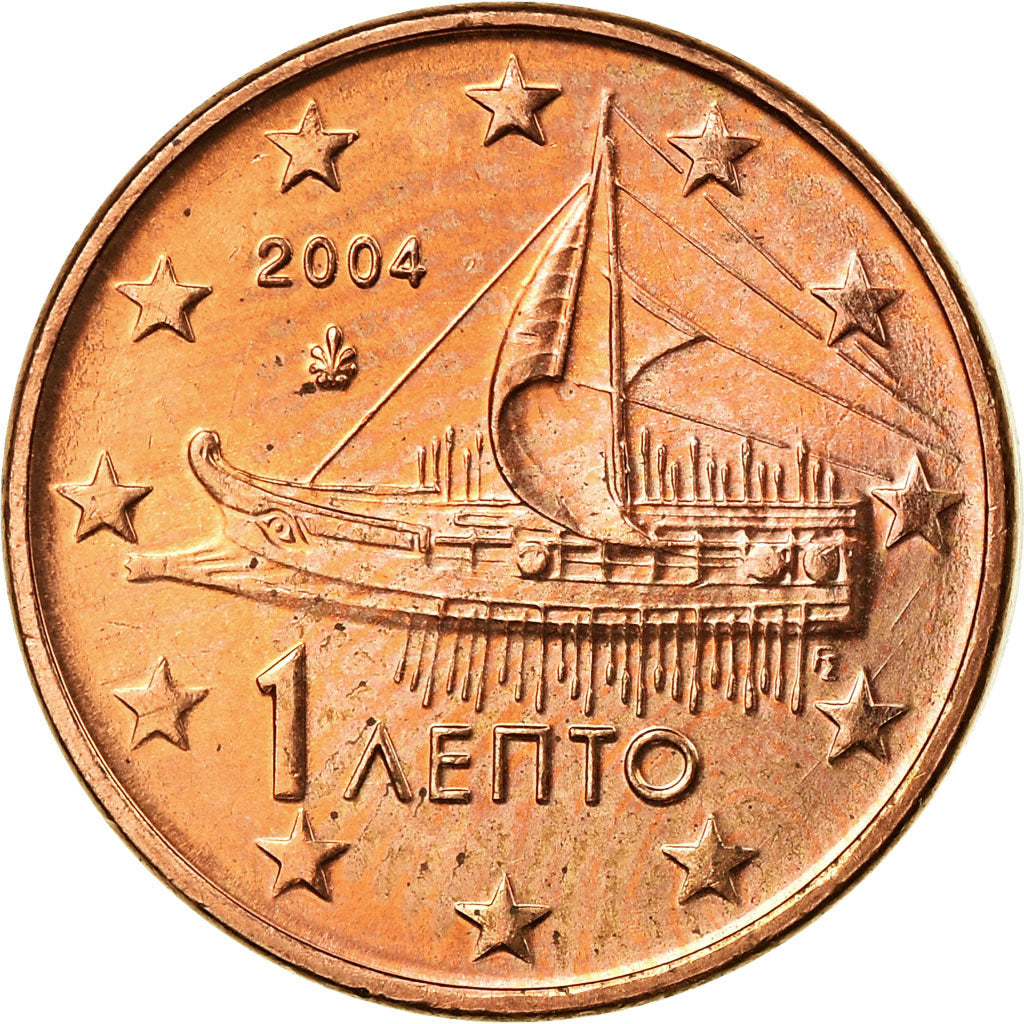 Grecia, Euro Cent, 2004, EBC, Cobre chapado en acero, KM:181