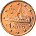 Grécia, Euro Cent, 2004, AU(55-58), Aço Cromado a Cobre, KM:181