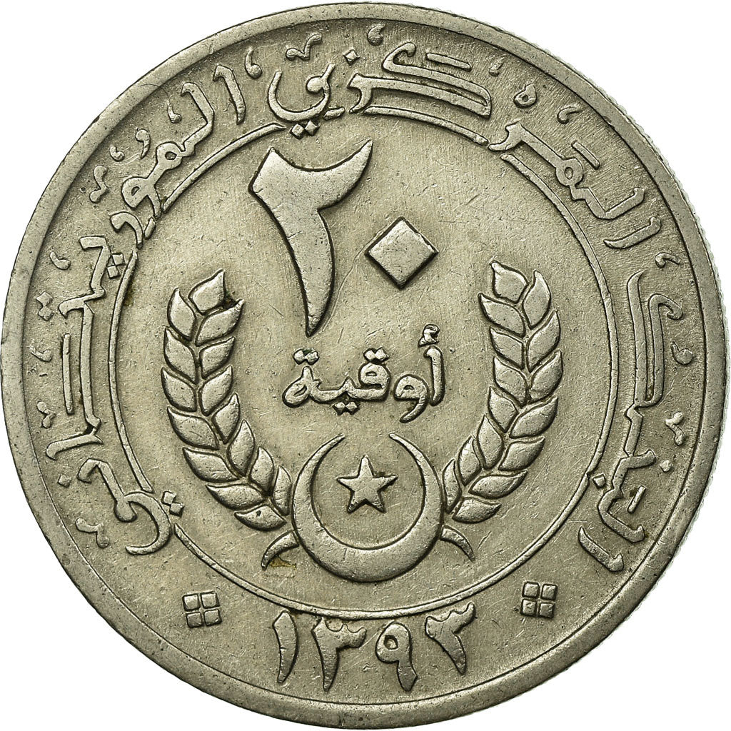 Coin, Mauritania, 20 Ouguiya, 1973, EF(40-45), Copper-nickel, KM:5