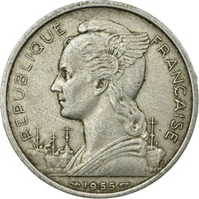 Coin, Réunion, 5 Francs, 1955, EF(40-45), Aluminum, KM:9