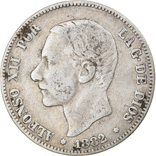 Coin, Spain, Alfonso XII, 2 Pesetas, 1882, Madrid, VF(20-25), Silver, KM:678.2