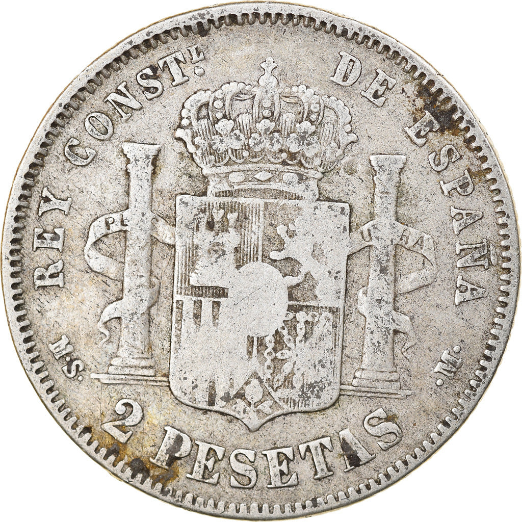 Coin, Spain, Alfonso XII, 2 Pesetas, 1882, Madrid, VF(20-25), Silver, KM:678.2