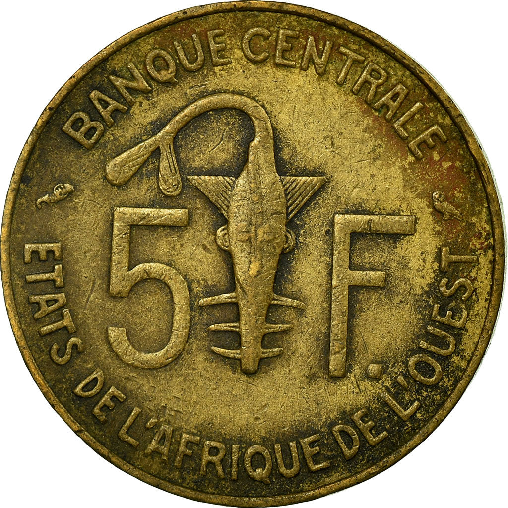 Coin, West African States, 5 Francs, 1960, Paris, VF(30-35), Aluminum-Bronze
