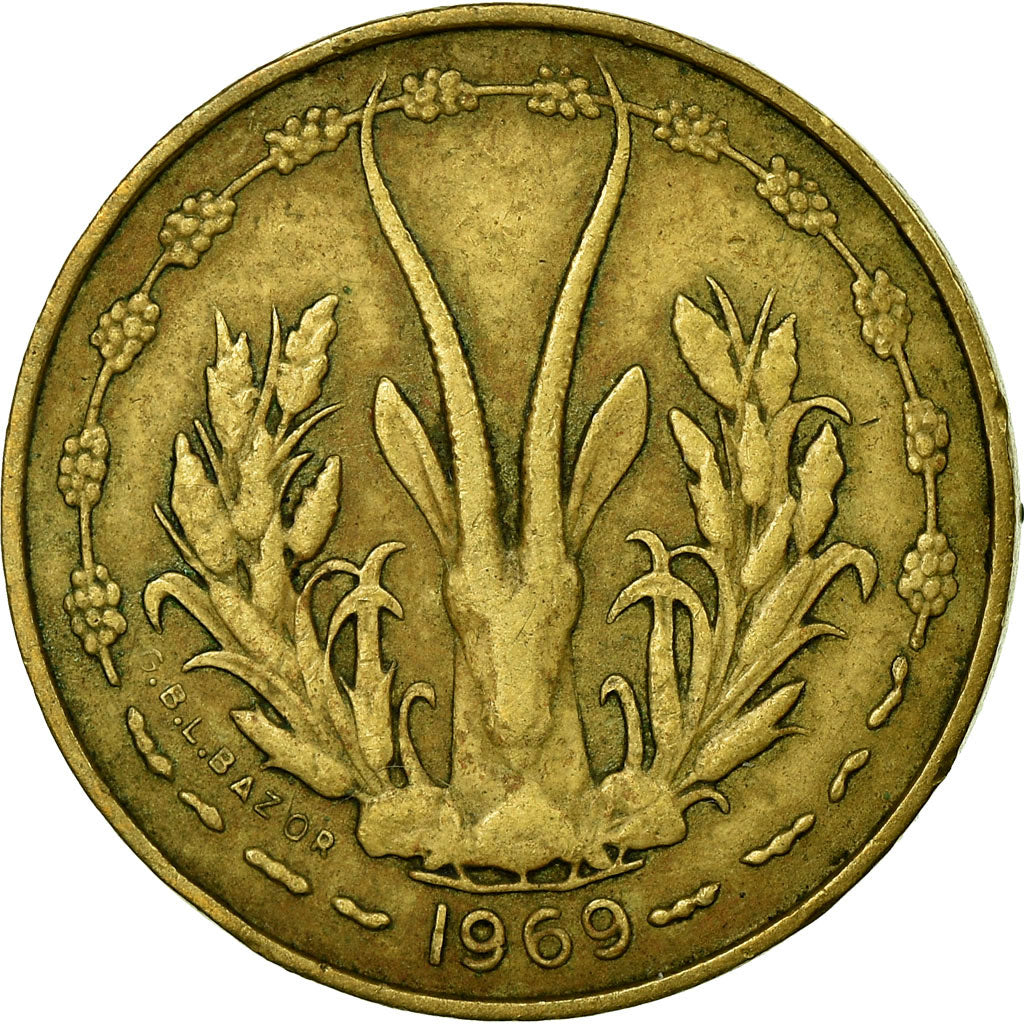 Coin, West African States, 5 Francs, 1969, Paris, EF(40-45)
