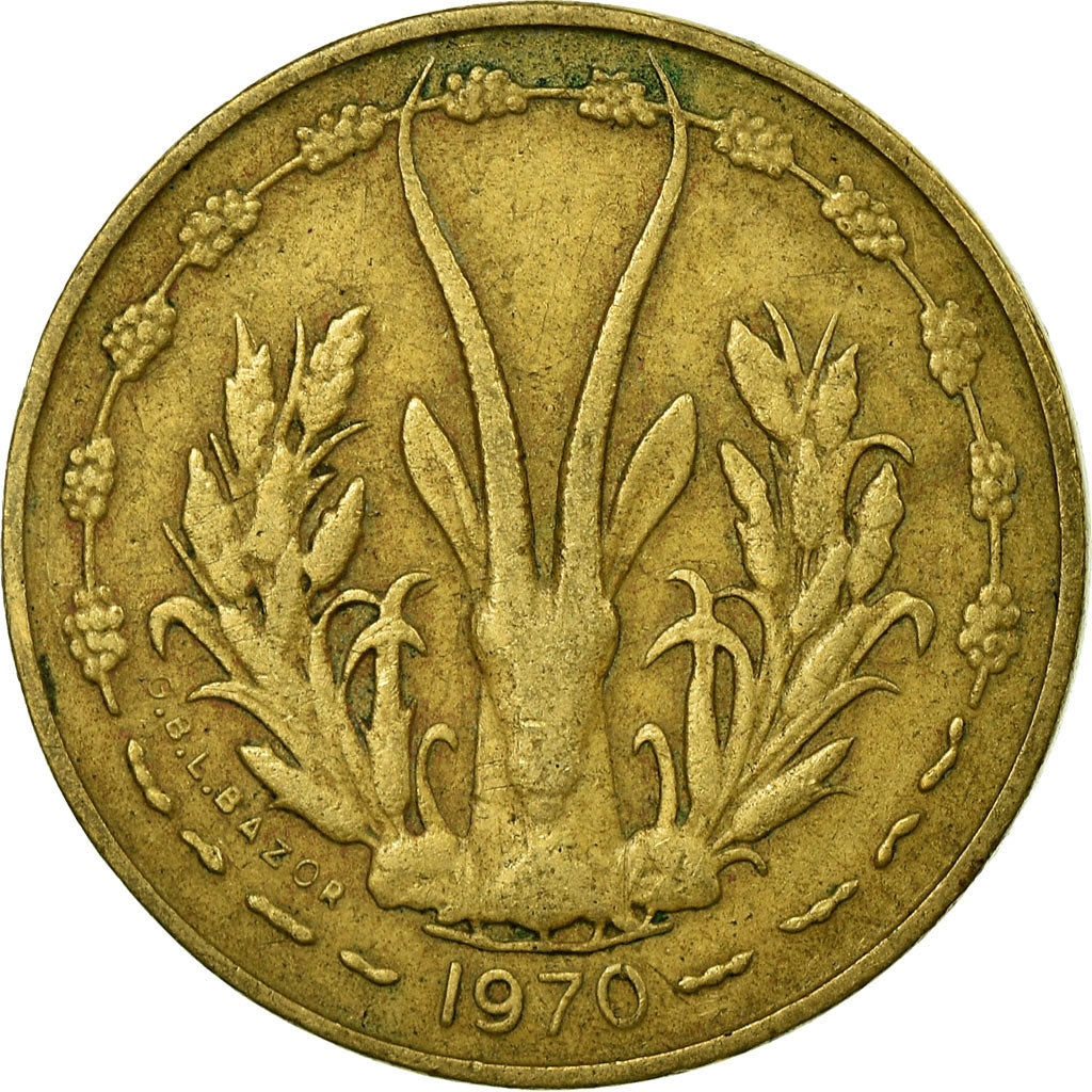 Moneta, Stati dell'Africa occidentale, 5 Francs, 1970, Paris, MB+