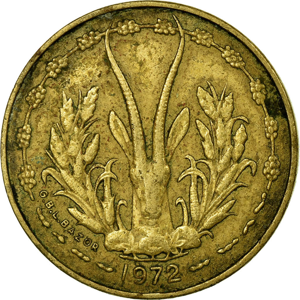 Moeda, Estados da África Ocidental, 5 Francs, 1972, Paris, VF(30-35)