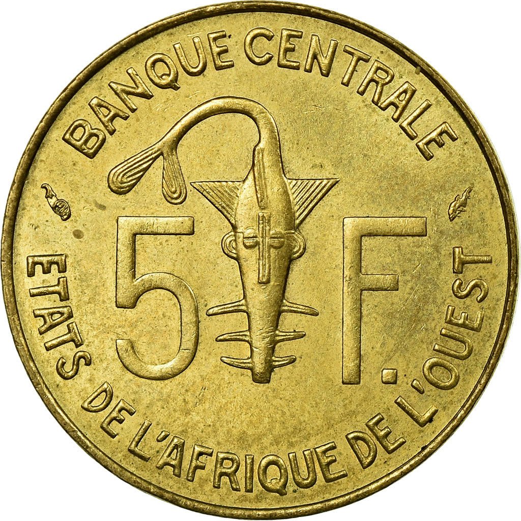 Coin, West African States, 5 Francs, 1977, Paris, AU(50-53)