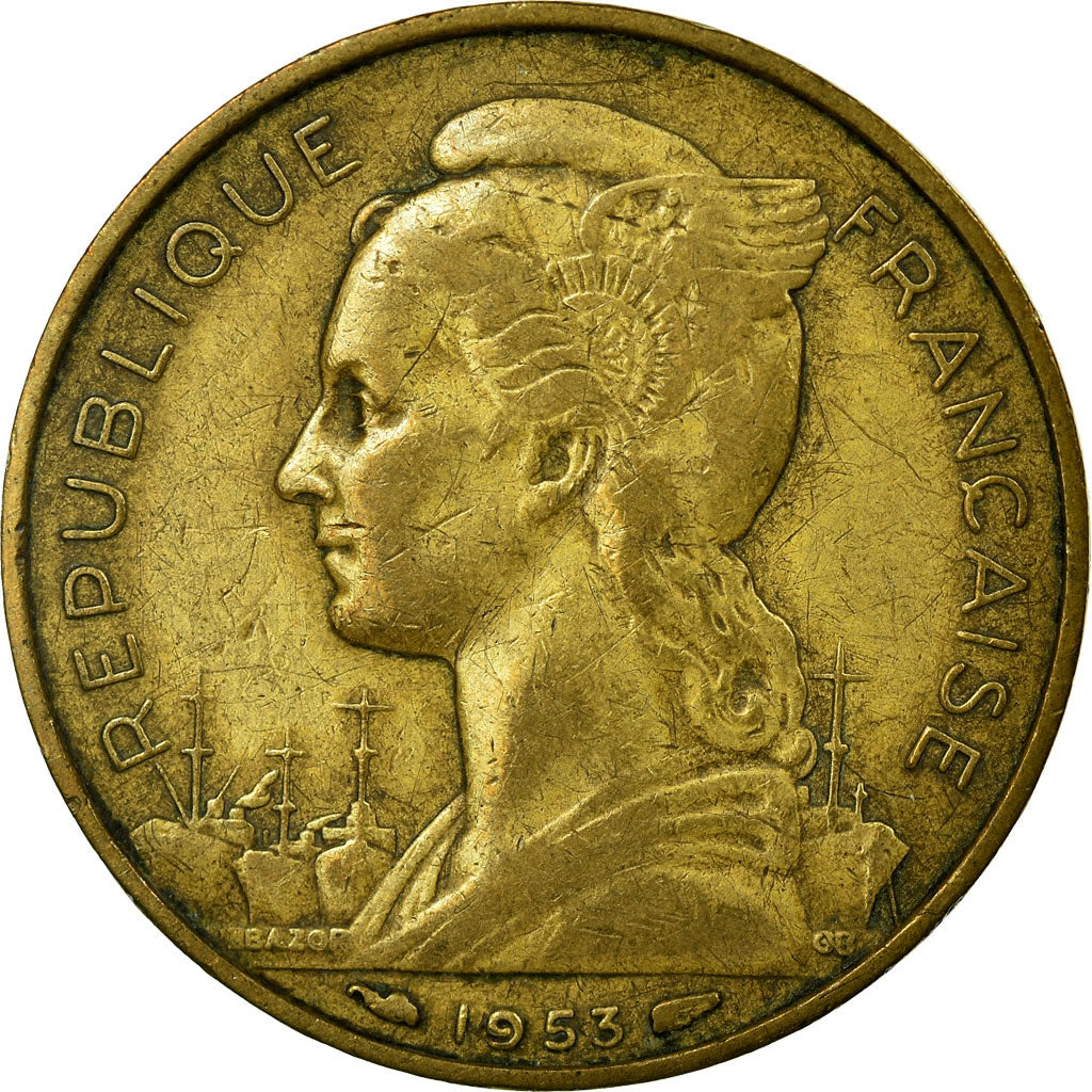 Monnaie, Madagascar, 20 Francs, 1953, Paris, TTB, Aluminum-Bronze, KM:7