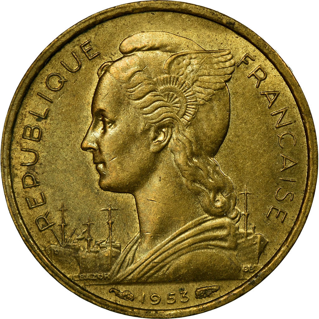 Coin, Madagascar, 10 Francs, 1953, Paris, EF(40-45), Aluminum-Bronze, KM:6
