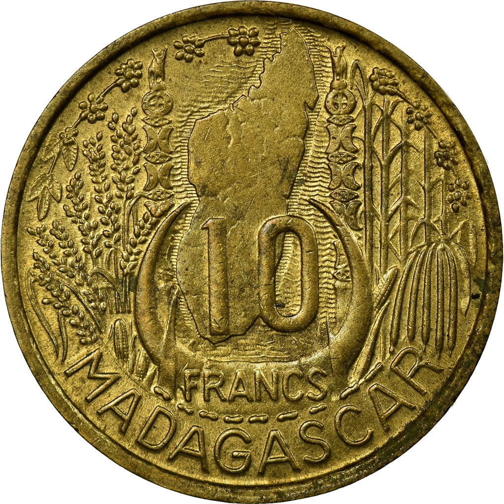 Coin, Madagascar, 10 Francs, 1953, Paris, EF(40-45), Aluminum-Bronze, KM:6
