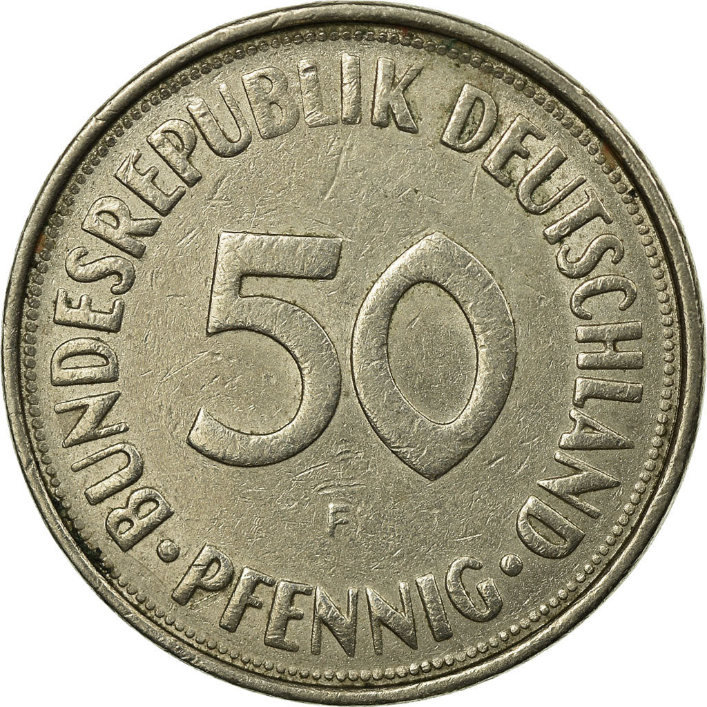 Moeda, ALEMANHA - REPÚBLICA FEDERAL, 50 Pfennig, 1972, Stuttgart, EF(40-45)