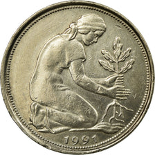 Coin, GERMANY - FEDERAL REPUBLIC, 50 Pfennig, 1991, Stuttgart, EF(40-45)