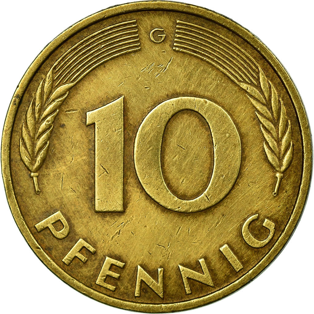 Munten, Federale Duitse Republiek, 10 Pfennig, 1984, Karlsruhe, ZF, Brass Clad