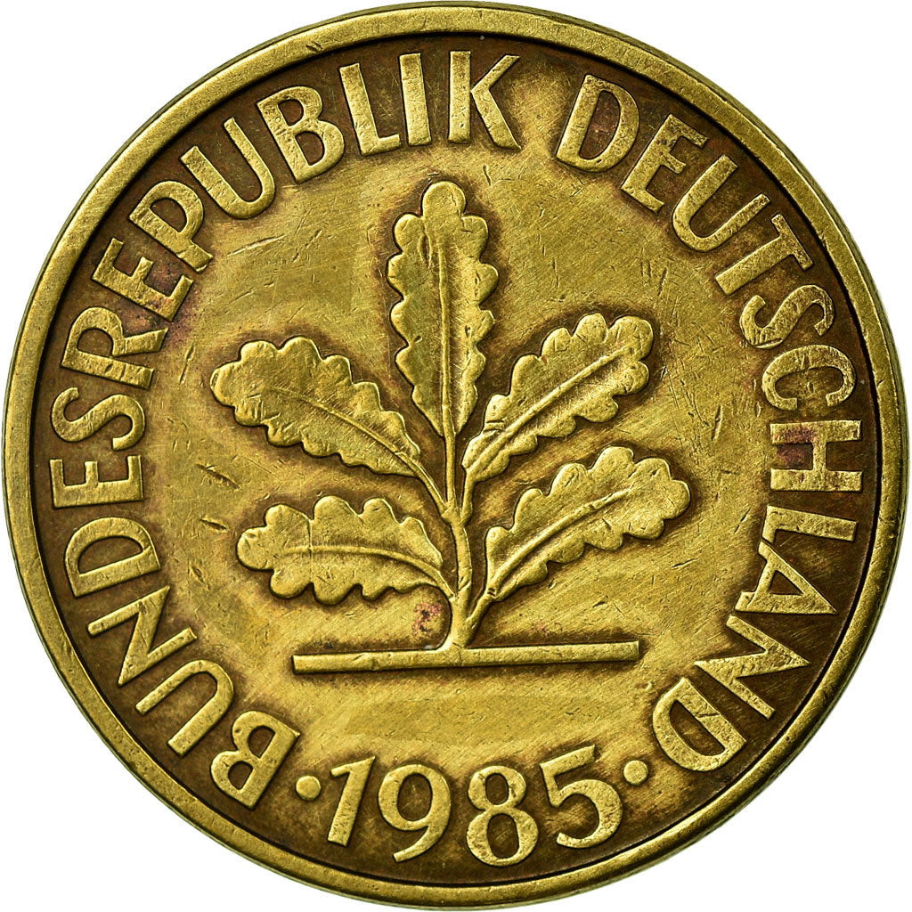 Munten, Federale Duitse Republiek, 10 Pfennig, 1985, Stuttgart, ZF, Brass Clad