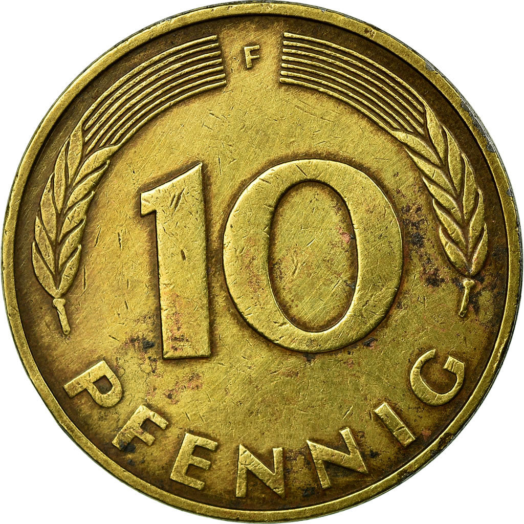 Munten, Federale Duitse Republiek, 10 Pfennig, 1985, Stuttgart, ZF, Brass Clad