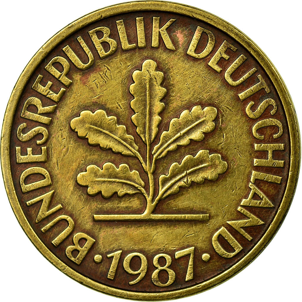 Munten, Federale Duitse Republiek, 10 Pfennig, 1987, Stuttgart, ZF, Brass Clad