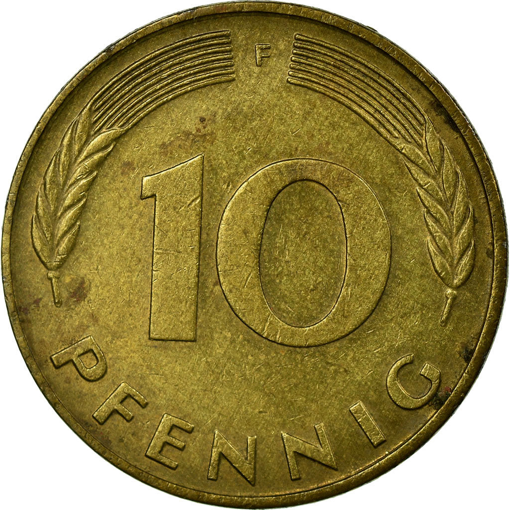 Munten, Federale Duitse Republiek, 10 Pfennig, 1990, Stuttgart, ZF, Brass Clad
