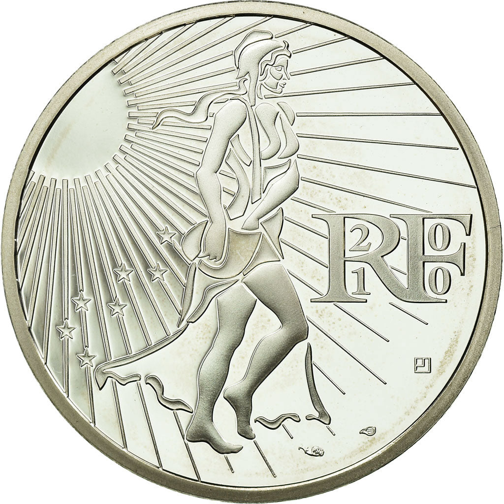France, 15 Euro, 2010, MS(65-70), Silver, KM:1535