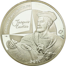 France, 10 Euro, Great Explorers - Jacques Cartier, 2011, MS(65-70), Silver