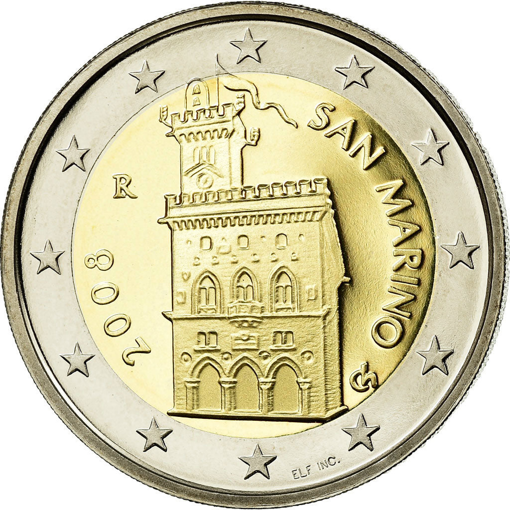 San Marino, 2 Euro, 2008, MS(65-70), Bi-Metallic, KM:486