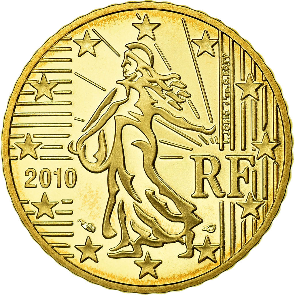 France, 50 Euro Cent, 2010, MS(65-70), Brass, KM:1412