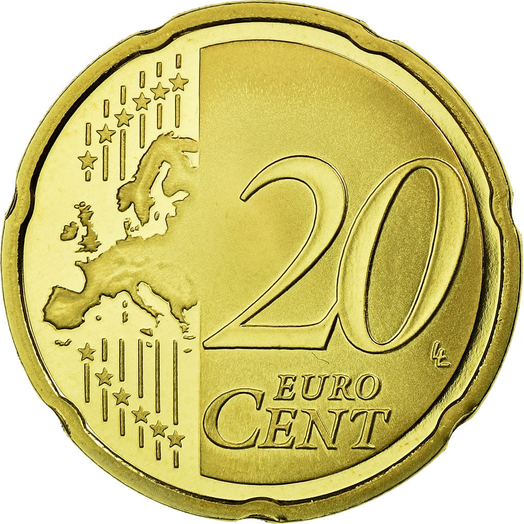 France, 20 Euro Cent, 2010, BE, MS(65-70), Brass, KM:1411