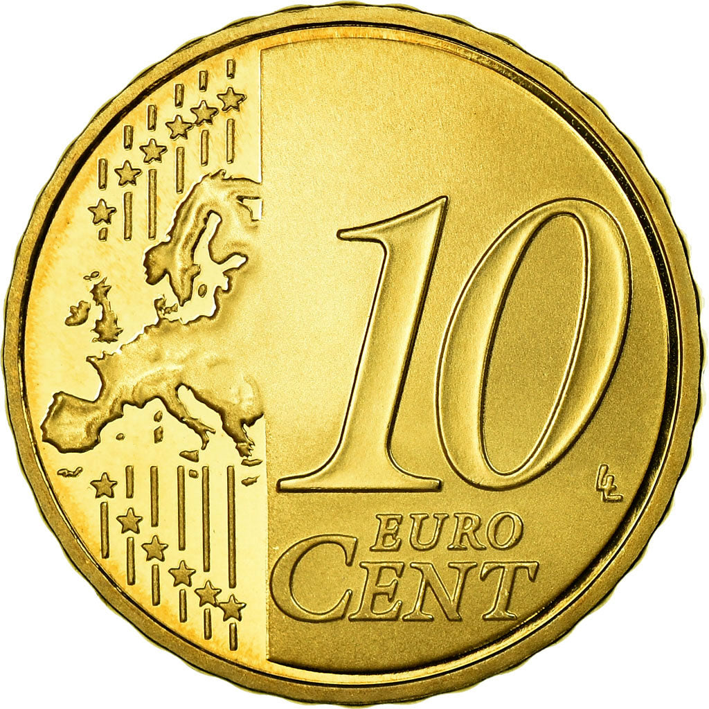 France, 10 Euro Cent, 2010, BE, MS(65-70), Brass, KM:1410
