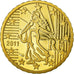 France, 10 Euro Cent, 2011, BE, MS(65-70), Brass, KM:1410