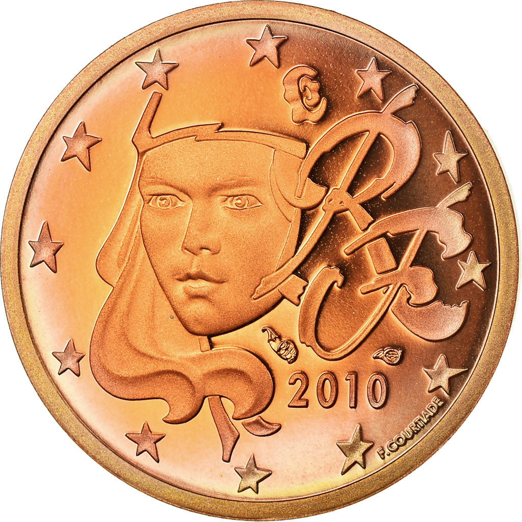 France, 2 Euro Cent, 2010, BE, FDC, Copper Plated Steel, KM:1283