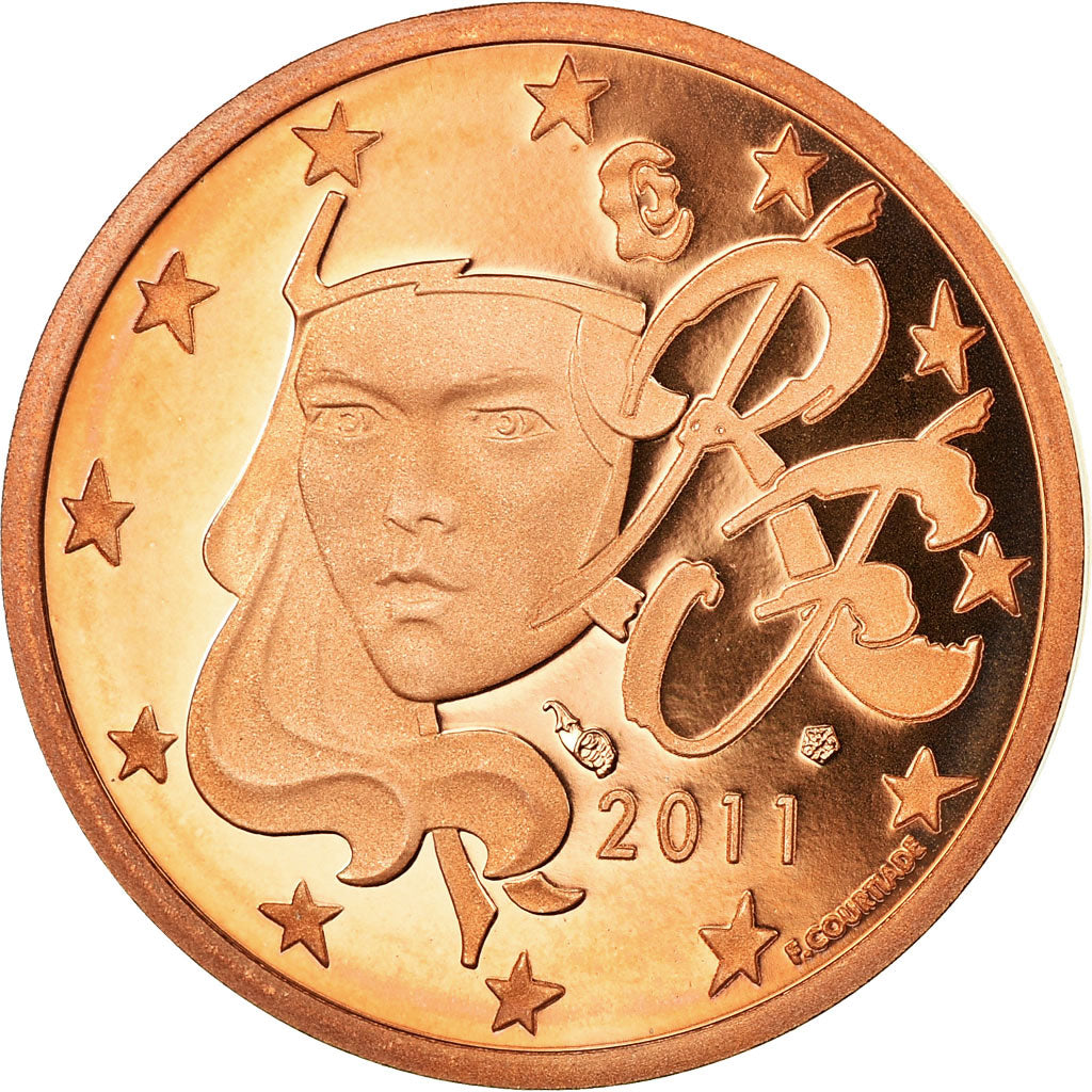 Francia, 2 Euro Cent, 2011, BE, FDC, Acciaio placcato rame, KM:1283