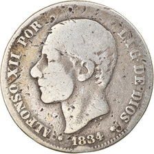 Coin, Spain, Alfonso XII, 2 Pesetas, 1884, Madrid, VF(20-25), Silver, KM:678.2