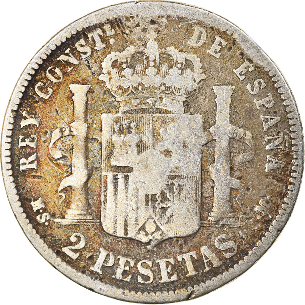 Coin, Spain, Alfonso XII, 2 Pesetas, 1884, Madrid, VF(20-25), Silver, KM:678.2