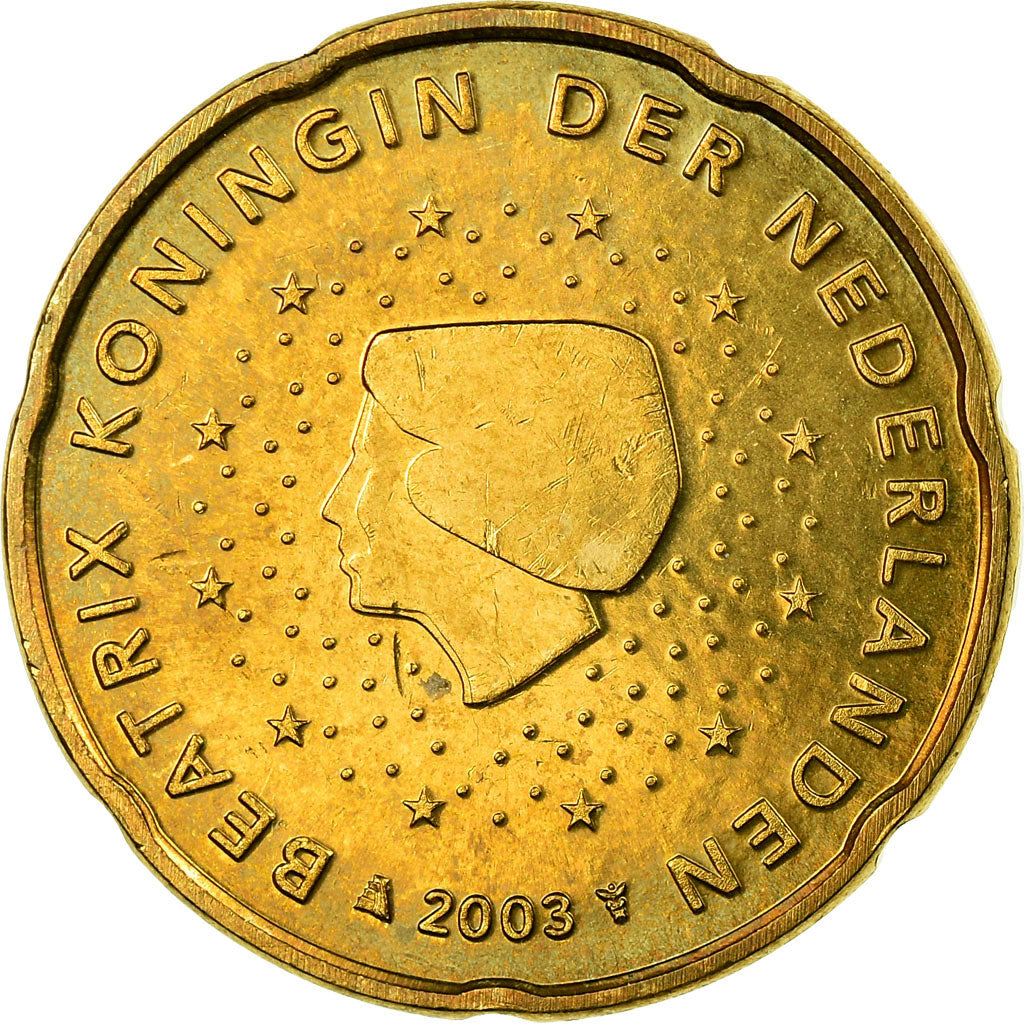 Netherlands, 20 Euro Cent, 2003, EF(40-45), Brass, KM:238