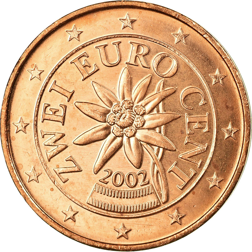 Austria, 2 Euro Cent, 2002, Vienna, AU(55-58), Miedź platerowana stalą