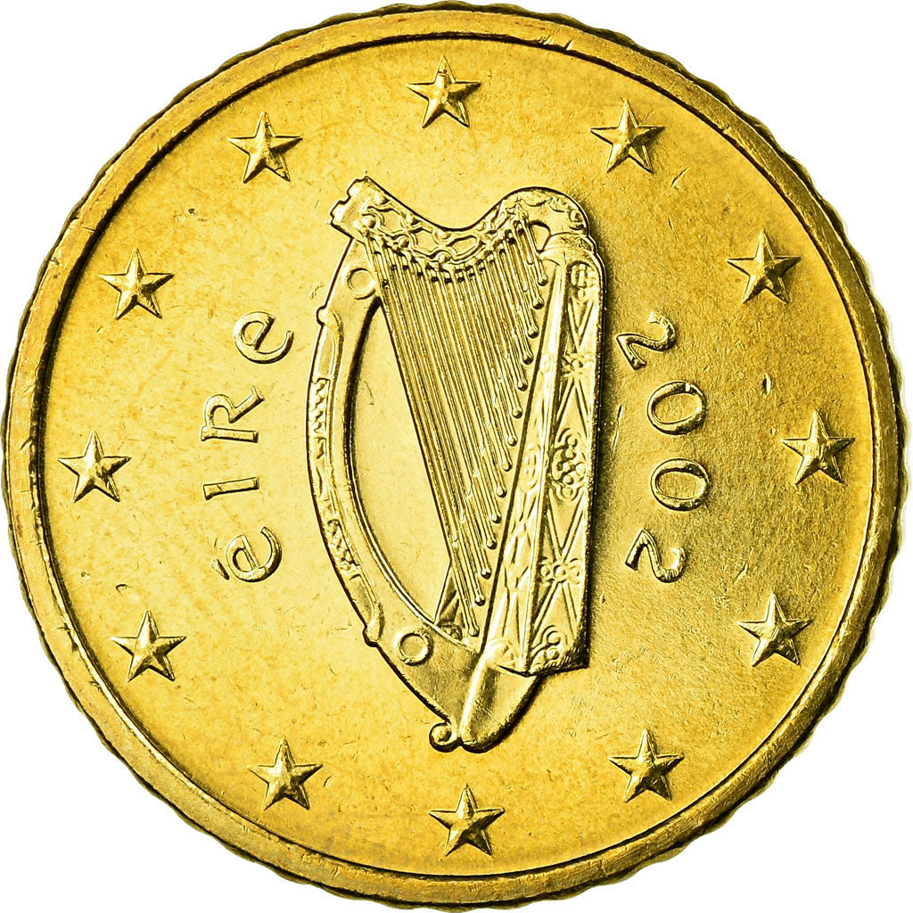 IRELAND REPUBLIC, 50 Euro Cent, 2002, AU(55-58), Brass, KM:37