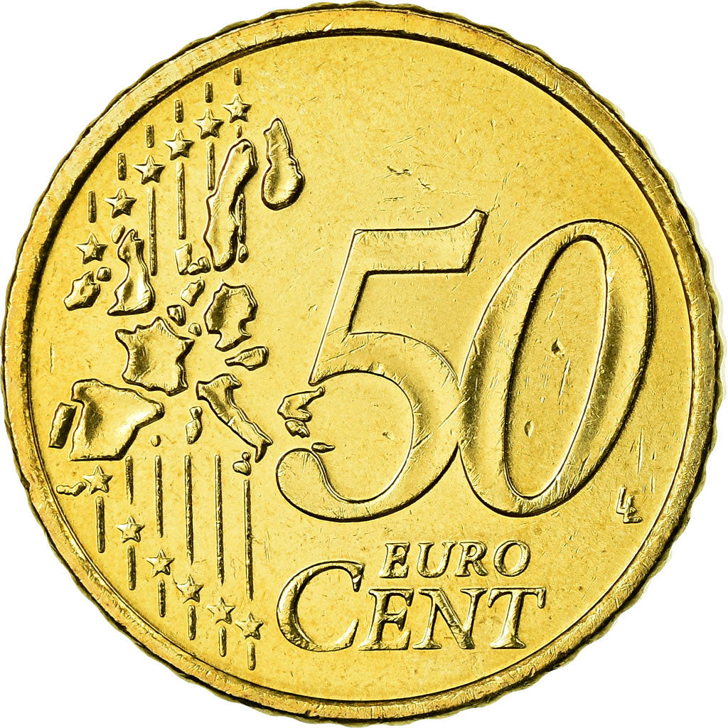 IRELAND REPUBLIC, 50 Euro Cent, 2002, AU(55-58), Brass, KM:37