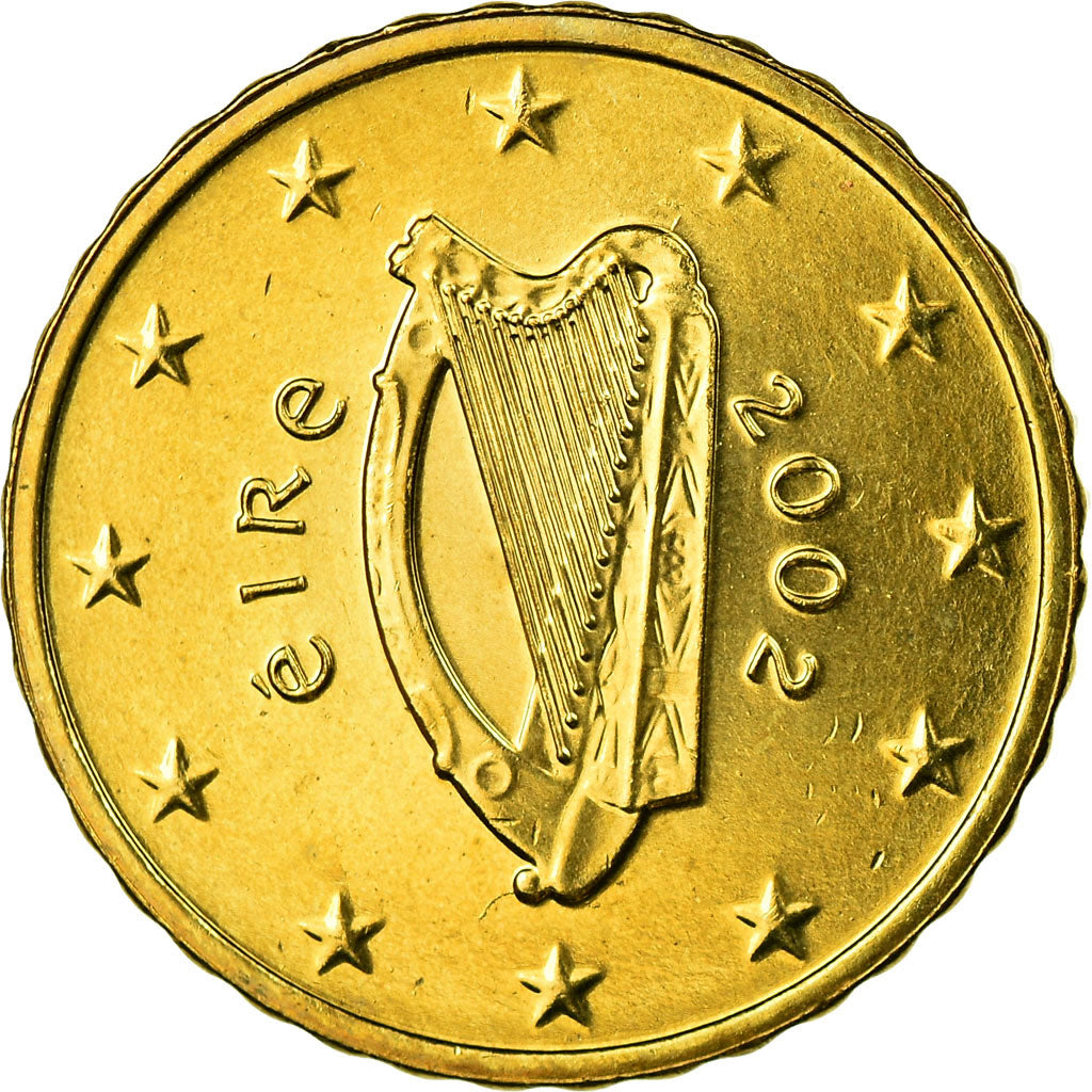REPÚBLICA DE IRLANDA, 10 Euro Cent, 2002, EBC, Latón, KM:35