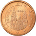 Spain, 2 Euro Cent, 1999, AU(55-58), Copper Plated Steel, KM:1041