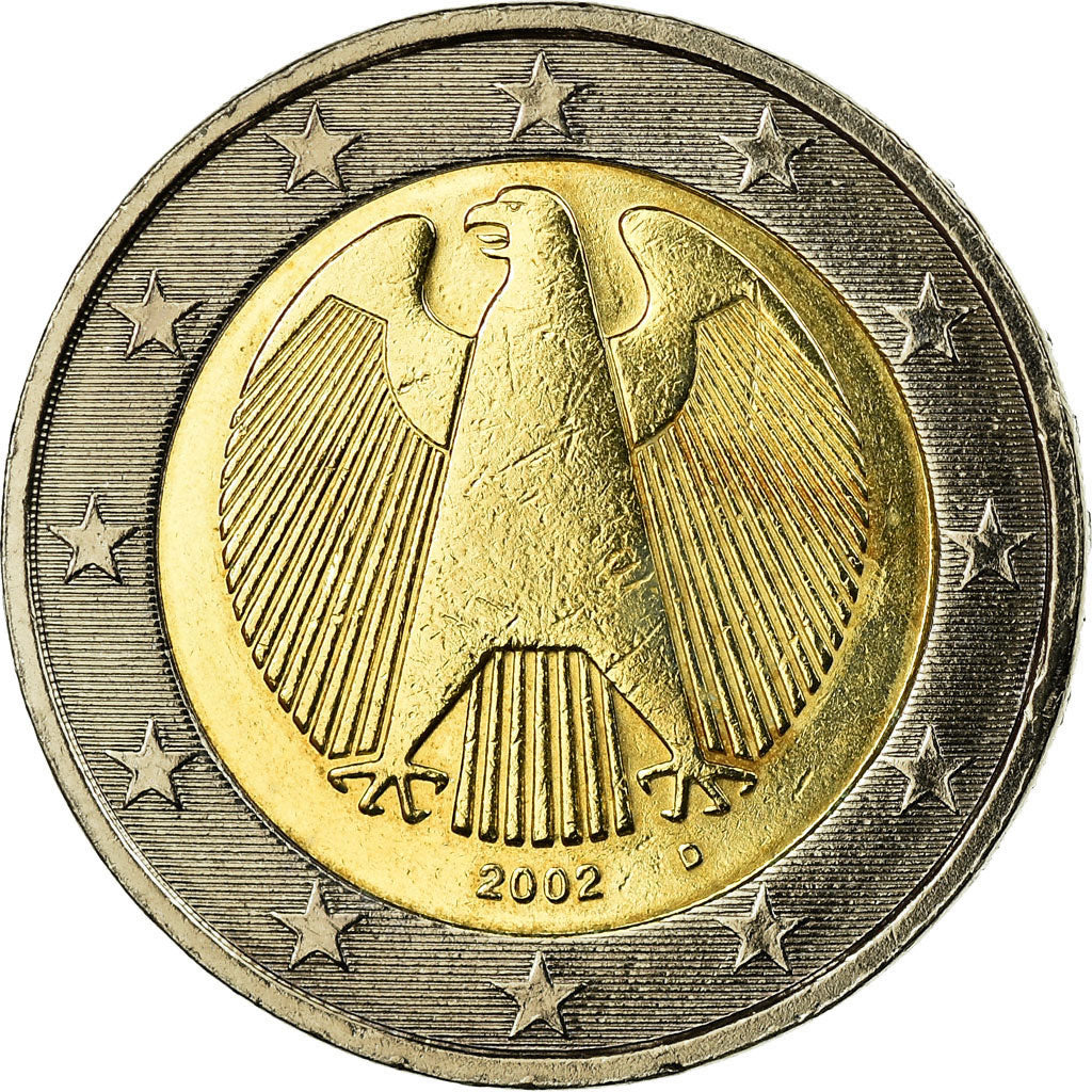 GERMANIA - REPUBBLICA FEDERALE, 2 Euro, 2002, BB, Bi-metallico, KM:214