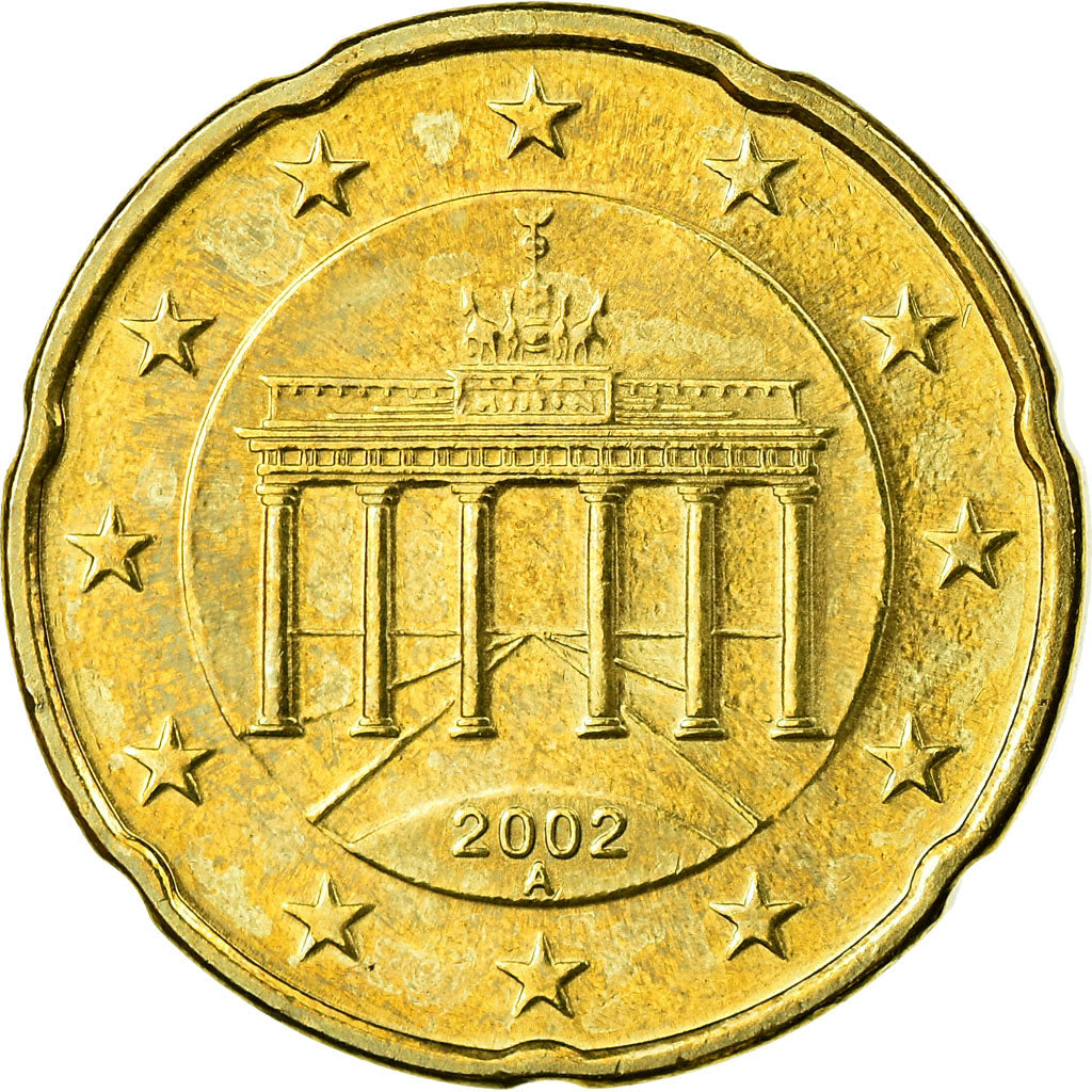 GERMANIA - REPUBBLICA FEDERALE, 20 Euro Cent, 2002, SPL-, Ottone, KM:211