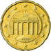 GERMANIA - REPUBBLICA FEDERALE, 20 Euro Cent, 2002, SPL-, Ottone, KM:211