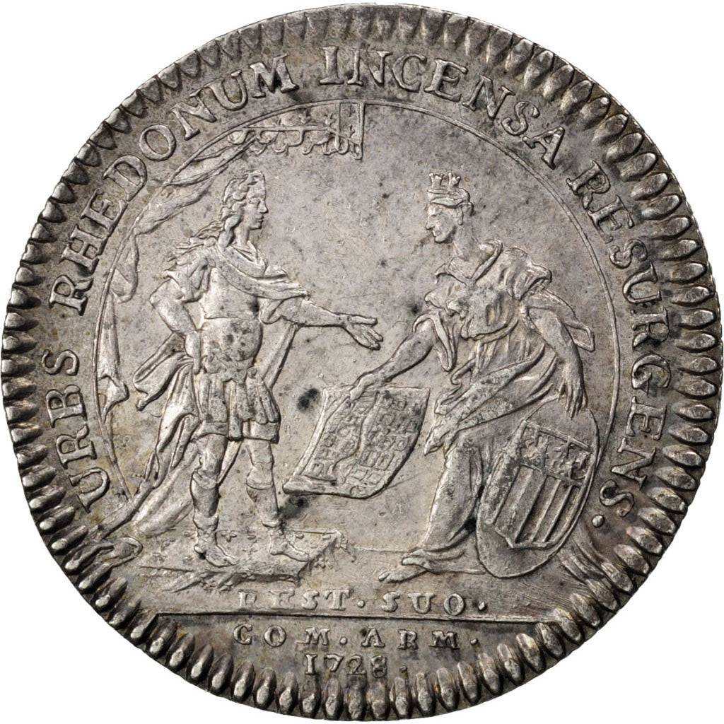 France, Royal, Token, 1728, AU(55-58), Silver, Feuardent #8737, 6.72