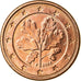 GERMANIA - REPUBBLICA FEDERALE, Euro Cent, 2002, BB, Acciaio placcato rame