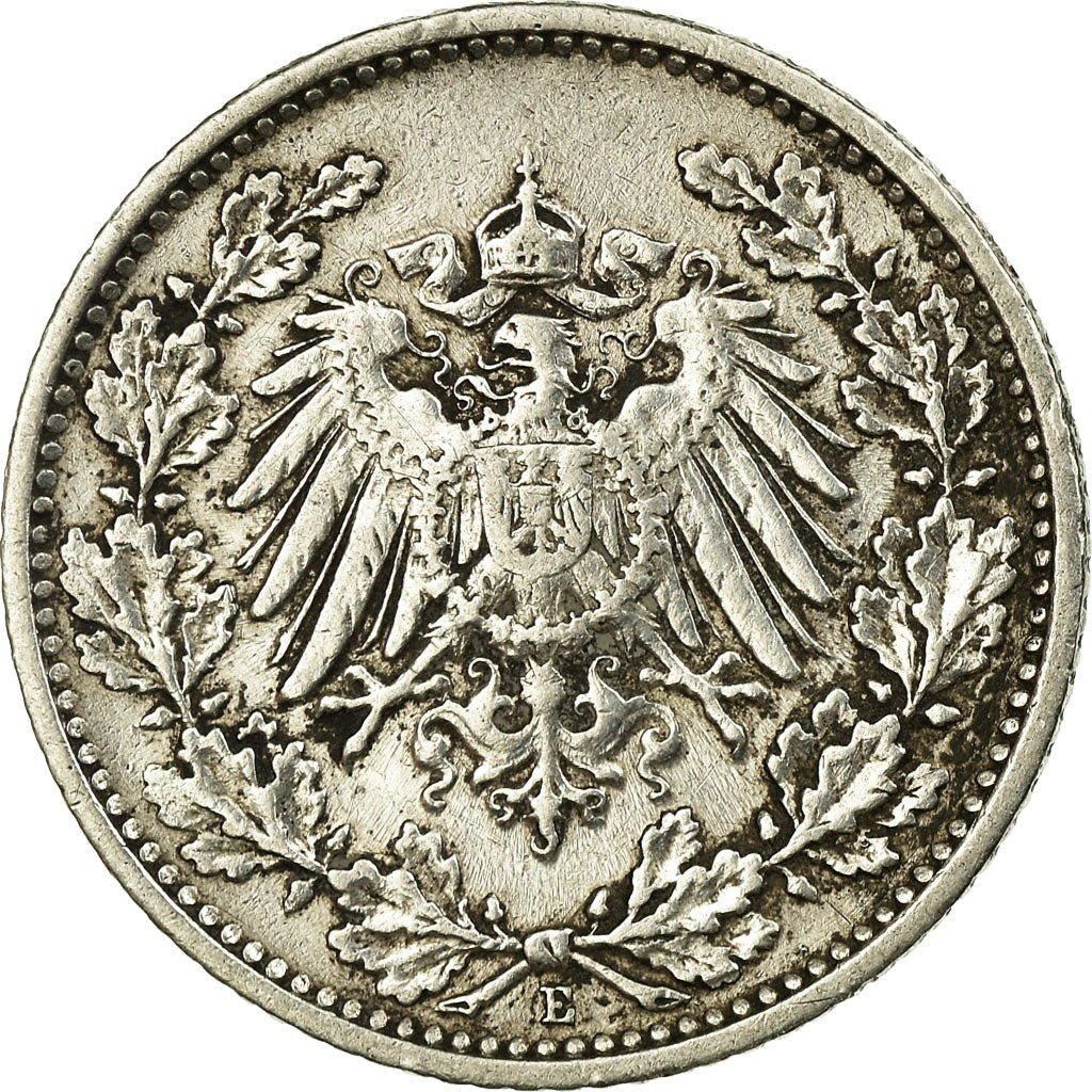 Coin, GERMANY - EMPIRE, 1/2 Mark, 1911, Muldenhütten, EF(40-45), Silver, KM:17