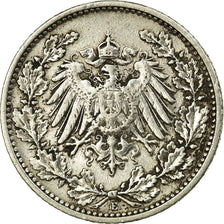 Coin, GERMANY - EMPIRE, 1/2 Mark, 1911, Muldenhütten, EF(40-45), Silver, KM:17
