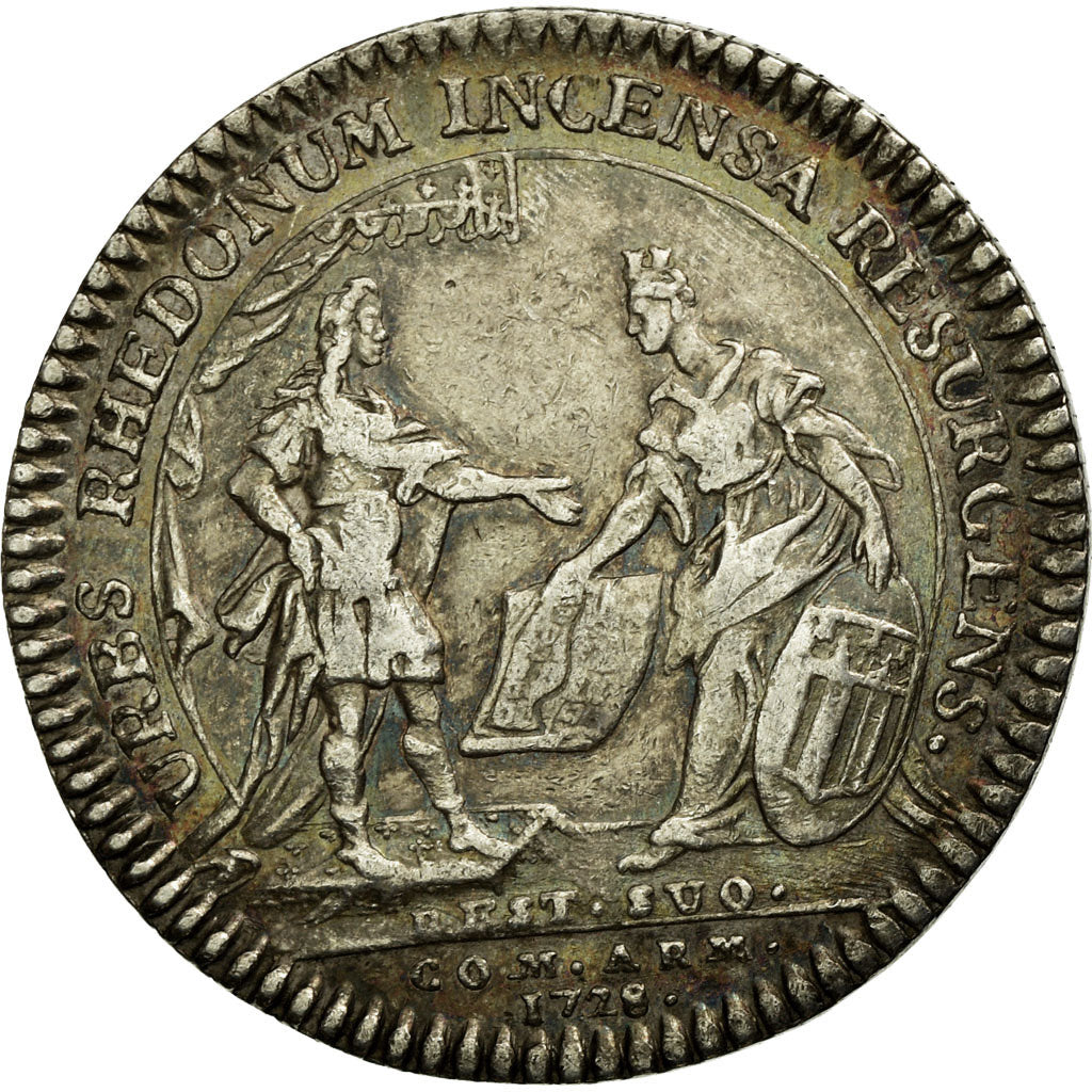 France, Token, Royal, 1728, AU(55-58), Silver, Feuardent:8737