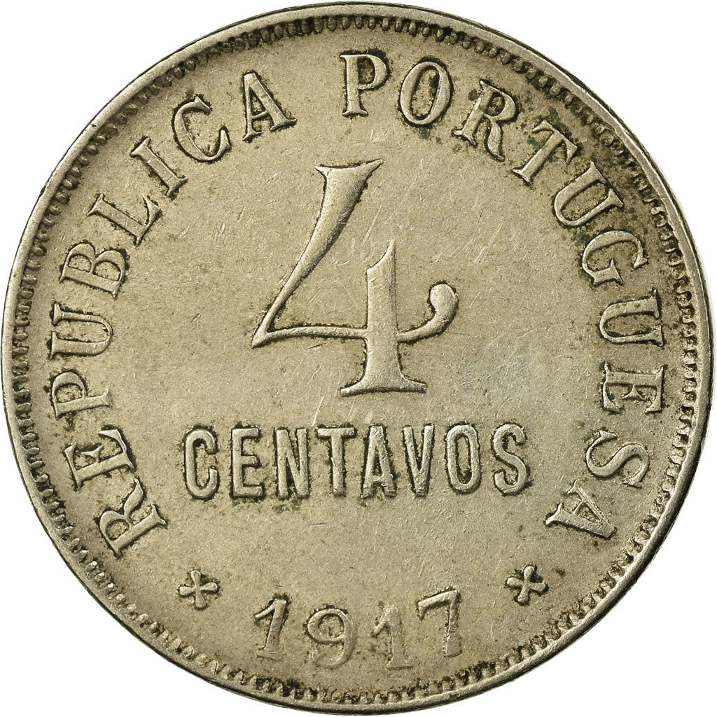 Moeda, Portugal, 4 Centavos, 1917, VF(30-35), Cobre-níquel, KM:566