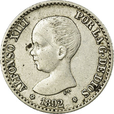 Coin, Spain, Alfonso XIII, 50 Centimos, 1892, Madrid, EF(40-45), Silver, KM:690