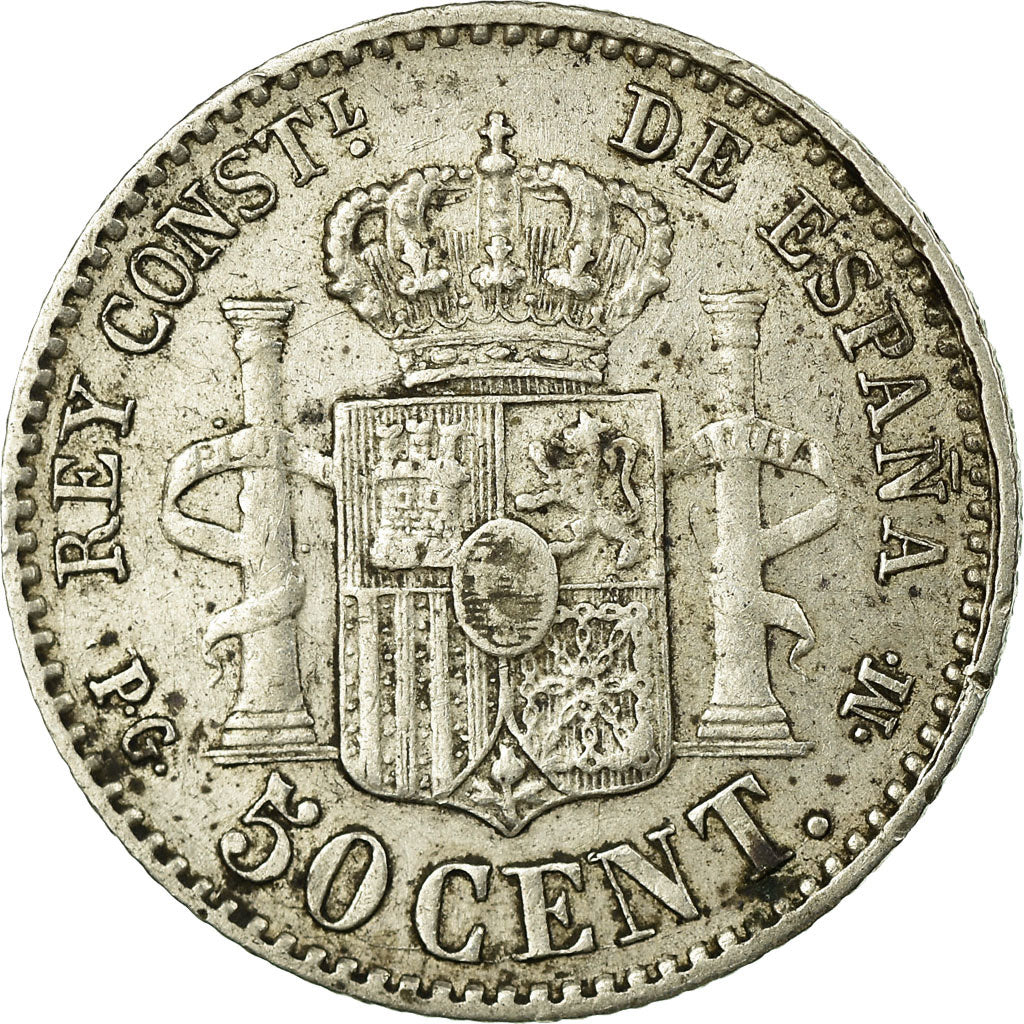 Coin, Spain, Alfonso XIII, 50 Centimos, 1892, Madrid, EF(40-45), Silver, KM:690